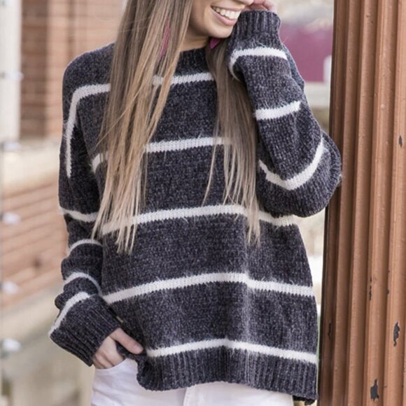 Lumiere Women’s size medium Cowlneck Striped Sweater - Picture 1 of 6